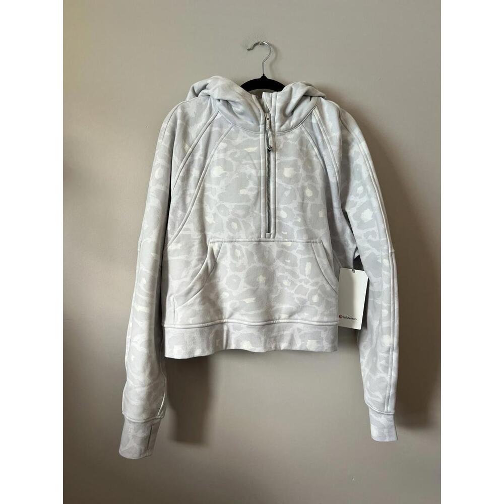Lululemon Scuba Oversized 1/2 Half Zip Hoodie Spray Leopard WP Grey Multi NWT